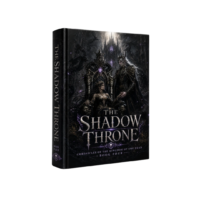 Book cover for The Shadow Throne, Book Four of the Chronicles of the Kingdom of the Dead, featuring a necromancer queen, the Immortal King, and a gothic shadow throne in a dark fantasy romance.