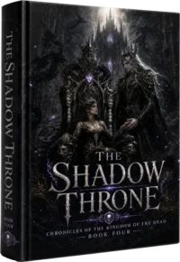 The Shadow Throne – Chronicles of the Kingdom of the Dead Book Four | Dark Fantasy Romance Book cover for The Shadow Throne, Book Four of the Chronicles of the Kingdom of the Dead, featuring a necromancer queen, the Immortal King, and a gothic shadow throne in a dark fantasy romance.