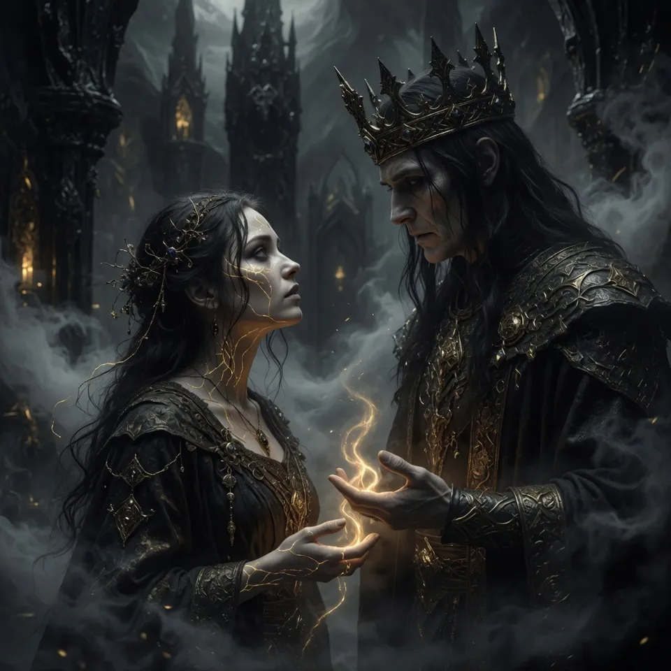 Seraphina et Theron presque main dans la main dans le Royaume des Morts
