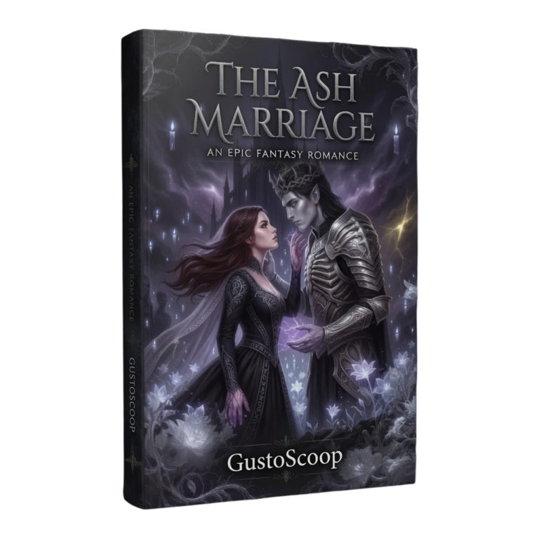 The Ash Marriage dark gothic romantasy ebook cover Map of the Kingdom of the Dead fantasy realm Seraphina Ashborne necromancer heroine portrait Theron immortal King of the Dead portrait The Ash Marriage illustrated ebook sample page Dark fantasy romance ebook tropes
