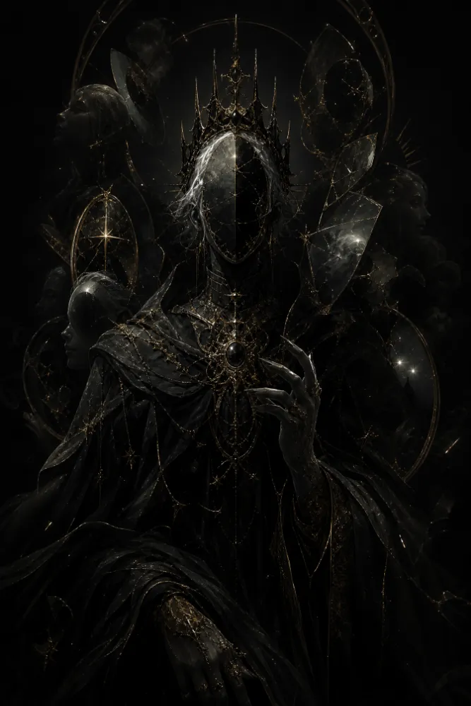 The Witness formed from mirror fragments, abandoned selves and dimmed stars