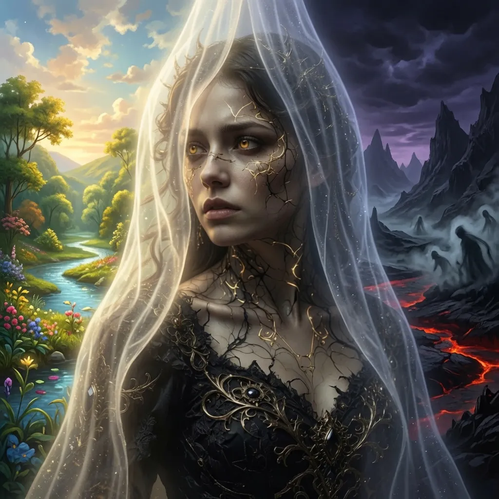 Seraphina Ashborne crossing the Veil into the Kingdom of the Dead