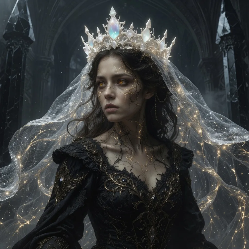 Seraphina Ashborne transformed by the Veil inside the Obsidian Palace